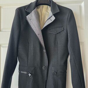 Men's Ron Tomson stand collar sport coat in black size medium